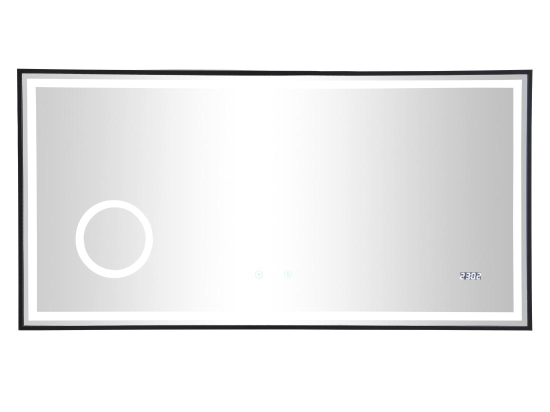Vente Unique Miroir De Salle De Bain Rectangulaire Lumineux Avec Horloge Digitale - 120 X 60 Cm - AITANA