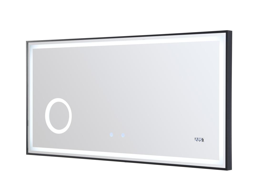 Vente Unique Miroir De Salle De Bain Rectangulaire Lumineux Avec Horloge Digitale - 120 X 60 Cm - AITANA