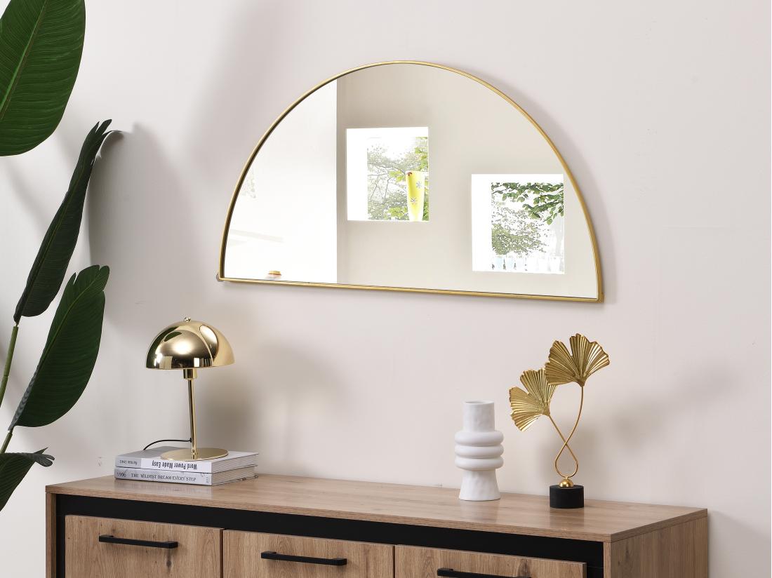 vente unique Miroir demi-cercle design en métal - L.50 x H.100 cm - Doré - GAVRA