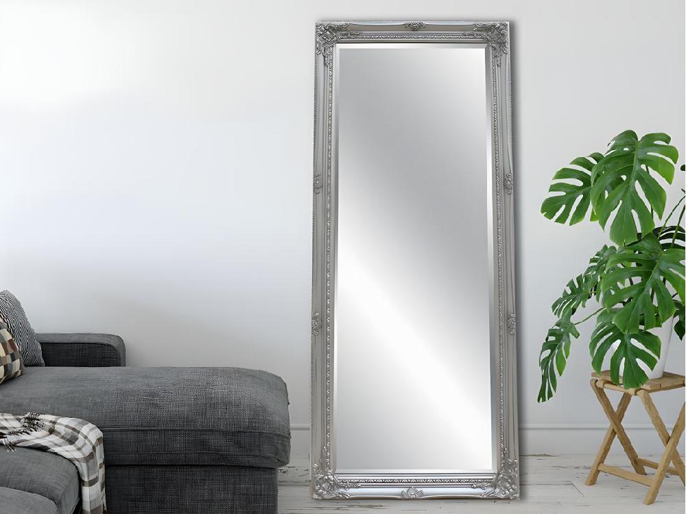 vente unique Miroir en bois d'eucalyptus avec moulures - L. 60 x H. 140 cm - Argenté - ELVIRE
