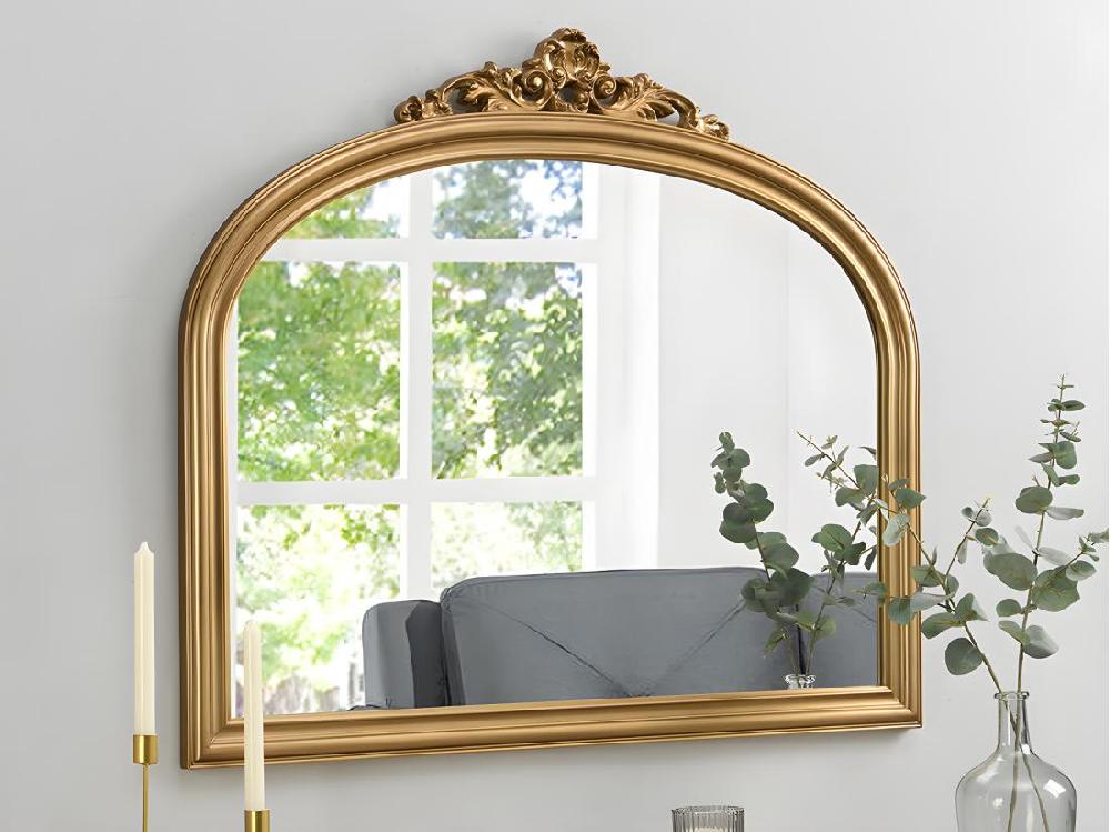Vente Unique Miroir En Bois De Paulownia - L. 107 X H. 90 Cm - Doré - EYOB