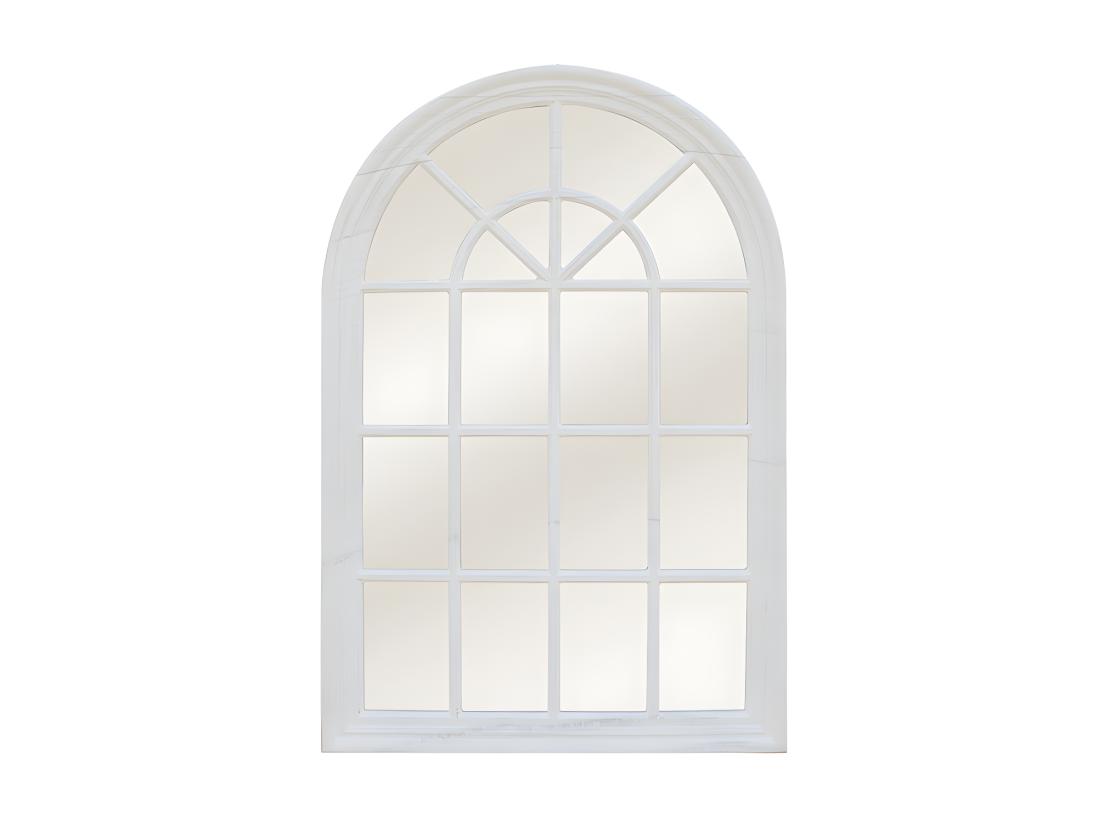 Vente Unique Miroir Fenêtre En Bois De Paulownia - L. 80 X H. 120 Cm - Blanc Effet Vieilli - MONTESQUIEU