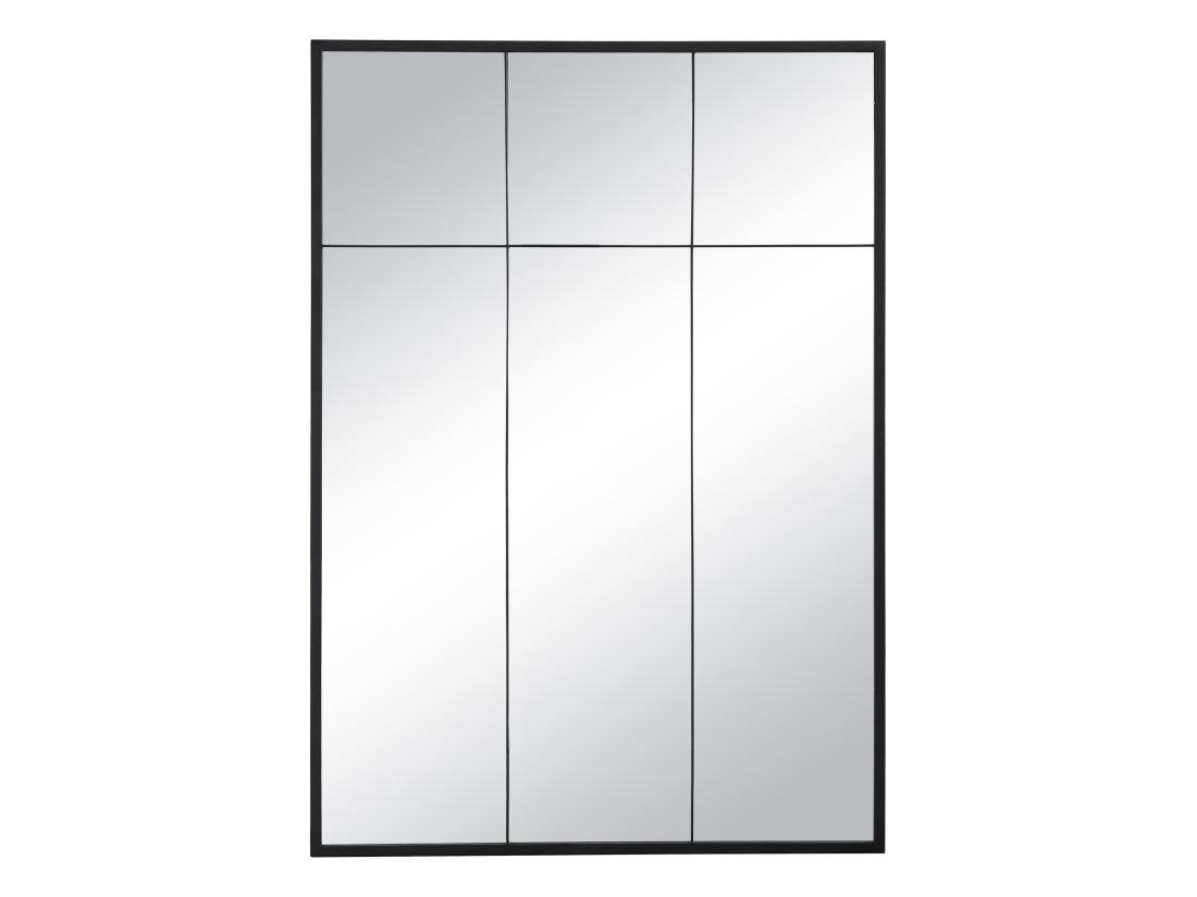 Vente Unique Miroir Fenêtre Industriel En Fer - L.105 X H.150 Cm - Noir - BELLAGIO
