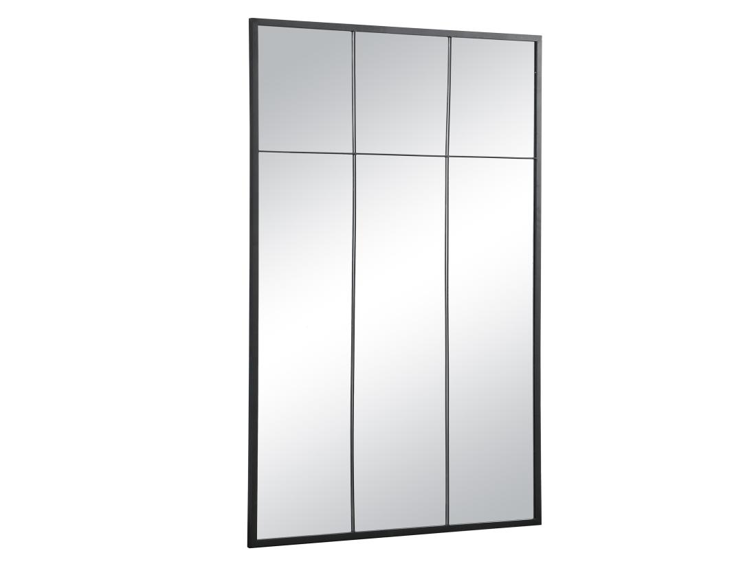 Vente Unique Miroir Fenêtre Industriel En Fer - L.105 X H.150 Cm - Noir - BELLAGIO