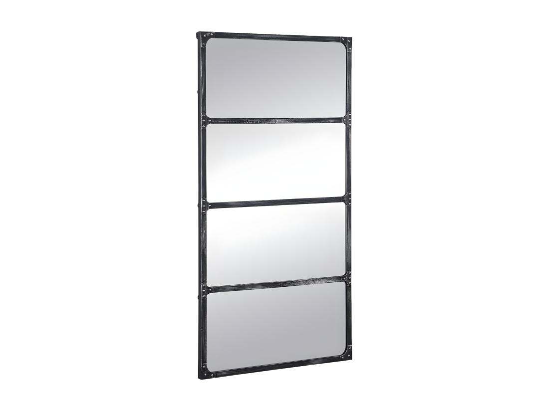 Vente Unique Miroir Fenêtre Industriel En Métal - L. 140 X H. 75 Cm - Noir - MAASTRICHT