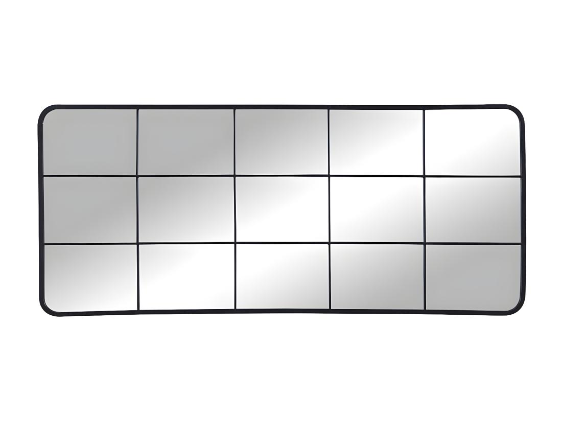 Vente Unique Miroir Fenêtre Industriel En Métal - L. 60 X H. 140 Cm - Noir - SCIARA