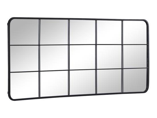 Vente Unique Miroir Fenêtre Industriel En Métal - L. 60 X H. 140 Cm - Noir - SCIARA