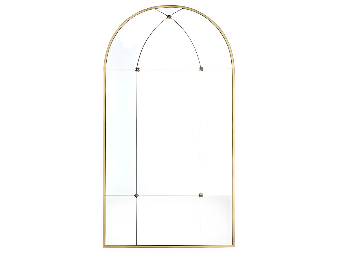 Vente Unique Miroir Fenêtre Vintage En Métal - L. 80 X H. 150 Cm -Doré Antique - PALMYRE