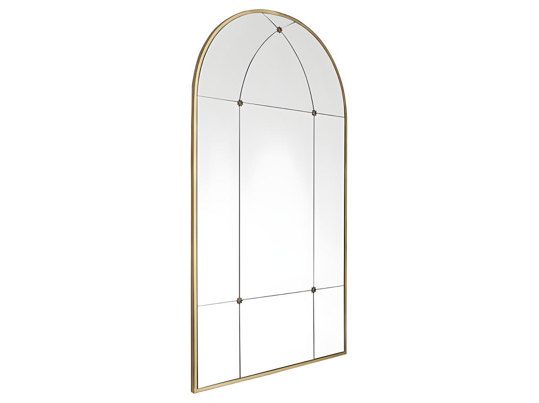 Vente Unique Miroir Fenêtre Vintage En Métal - L. 80 X H. 150 Cm -Doré Antique - PALMYRE