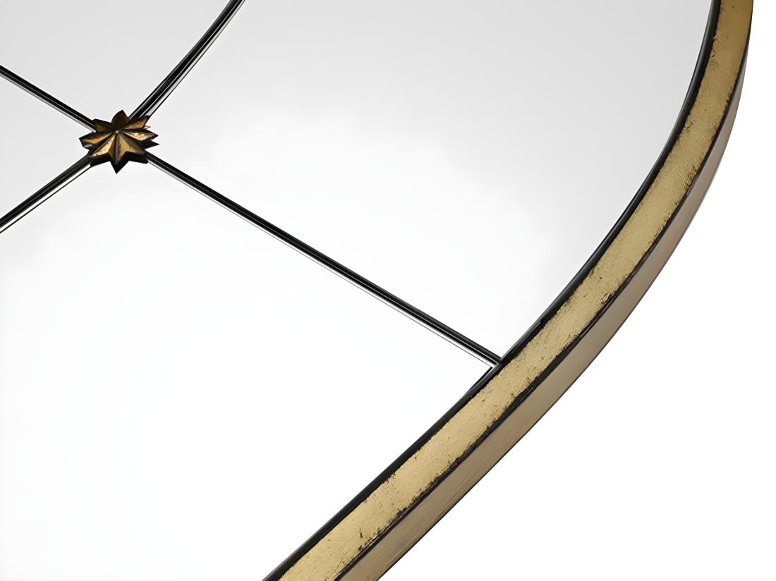 Vente Unique Miroir Fenêtre Vintage En Métal - L. 80 X H. 150 Cm -Doré Antique - PALMYRE