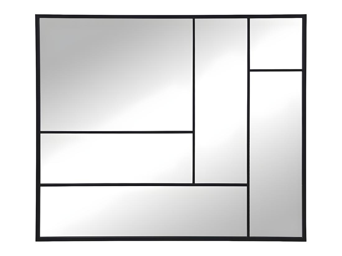 Vente Unique Miroir Industriel Déstructuré En Métal - L. 150 X H. 130 Cm - Noir - MALDONIA