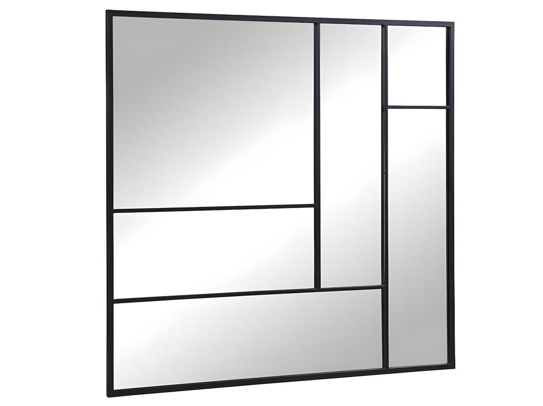 Vente Unique Miroir Industriel Déstructuré En Métal - L. 150 X H. 130 Cm - Noir - MALDONIA