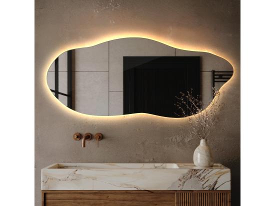 Vente Unique Miroir LED Lumière Chaude Design Forme Organique - 45 X 100 Cm - Style Contemporain Avec éclairage Intégré