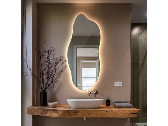 Vente Unique Miroir LED Lumière Chaude Design Forme Organique - 45 X 100 Cm - Style Contemporain Avec éclairage Intégré