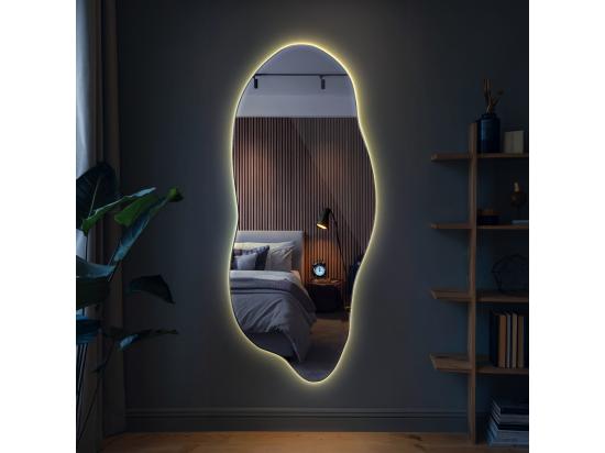 Vente Unique Miroir LED Lumière Chaude Design Forme Organique - 45 X 100 Cm - Style Contemporain Avec éclairage Intégré