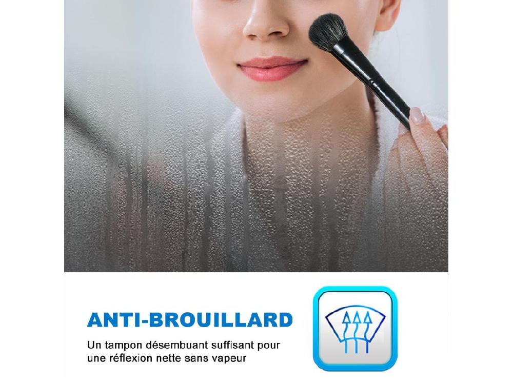 Vente Unique Miroir Lumineux Avec Bluetooth 80 X 60cm 3 Couleurs + Dimmable + Anti-buée + Grossissant 3x Mural Miroir Salle De Bain