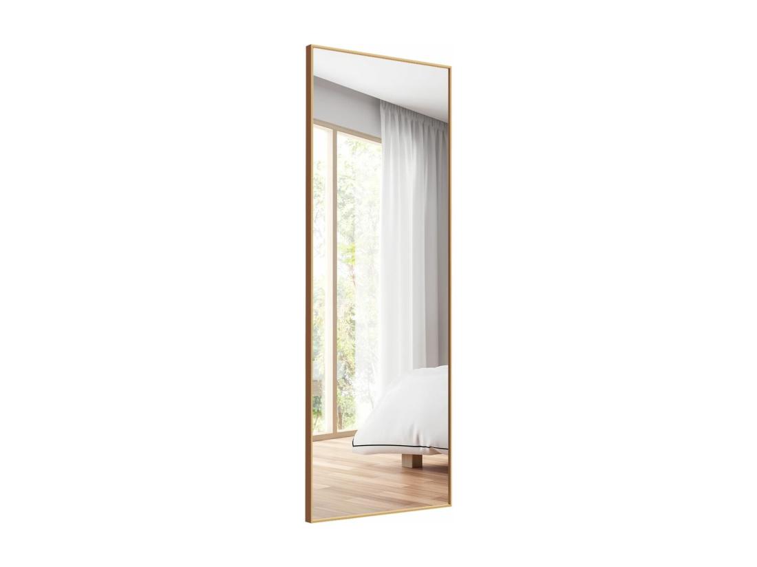Vente Unique Miroir Mural Avec Cadre Aluminium 150x4x56cm HD Miroir En Verre Antidéflagrant Miroir En Pleine Longueur Pour Installation Horizontale Ou Verticale Pour Salle De Bain Chambre Salon (Doré)