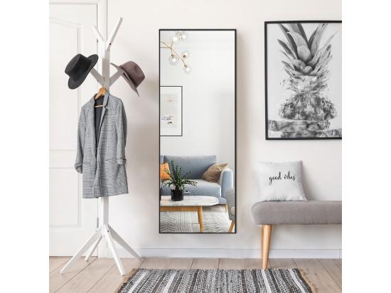Vente Unique Miroir Mural Avec Cadre Aluminium 150x4x56cm HD Miroir En Verre Antidéflagrant Miroir En Pleine Longueur Pour Installation Horizontale Ou Verticale Pour Salle De Bain Chambre Salon (Noir)