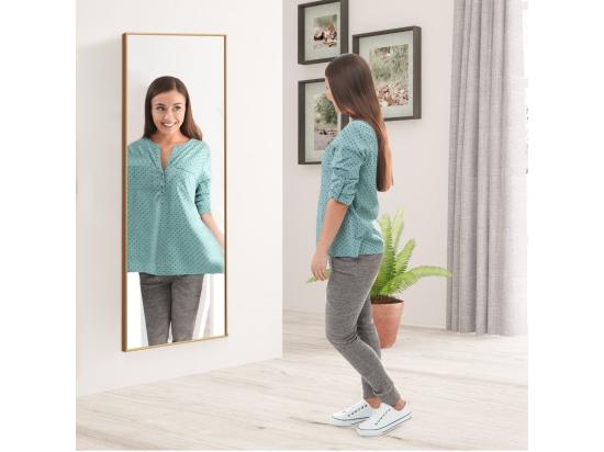 vente unique Miroir Mural avec cadre aluminium 150x4x56cm HD Miroir en verre antidéflagrant Miroir en Pleine Longueur pour Installation Horizontale ou Verticale pour salle de bain chambre salon (Doré)