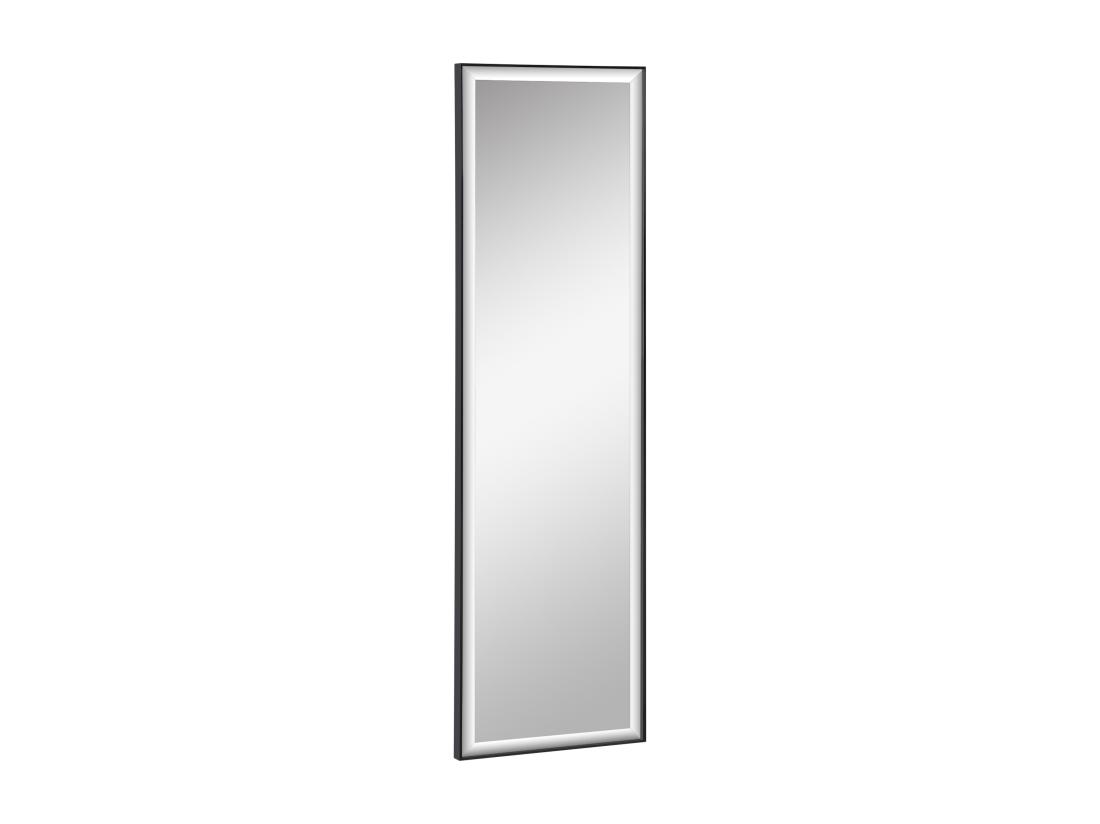 Vente Unique Miroir Mural Dim. 120L X 35l Cm - Film Sécurité Anti Déflagrant Système Attache Inclus - Cadre Alliage Alu. Noir