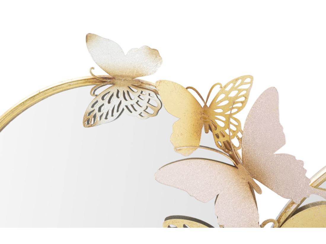 Vente Unique Miroir Mural Double Farfalle Pink - Forme Infinie Avec Motifs Papillons - 81x3x52 5 Cm