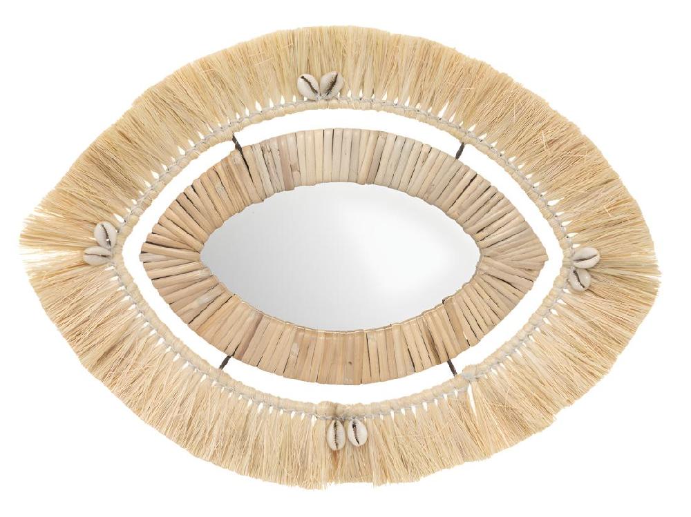 vente unique Miroir mural en Rotin et Raphia 44 X 31 cm