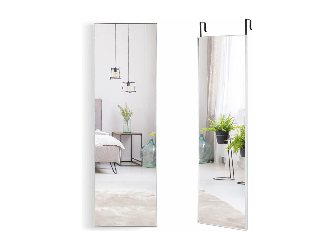 Vente Unique Miroir Mural-miroir à Suspendre Sur Porte 120 X 37 Cm Cadre En Alliage D'aluminium Argent