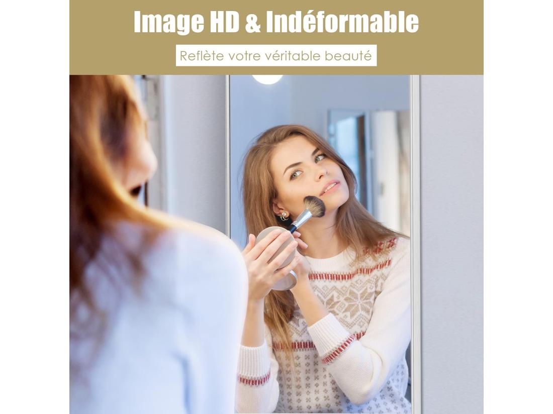 Vente Unique Miroir Mural-miroir à Suspendre Sur Porte 120 X 37 Cm Cadre En Alliage D'aluminium Argent
