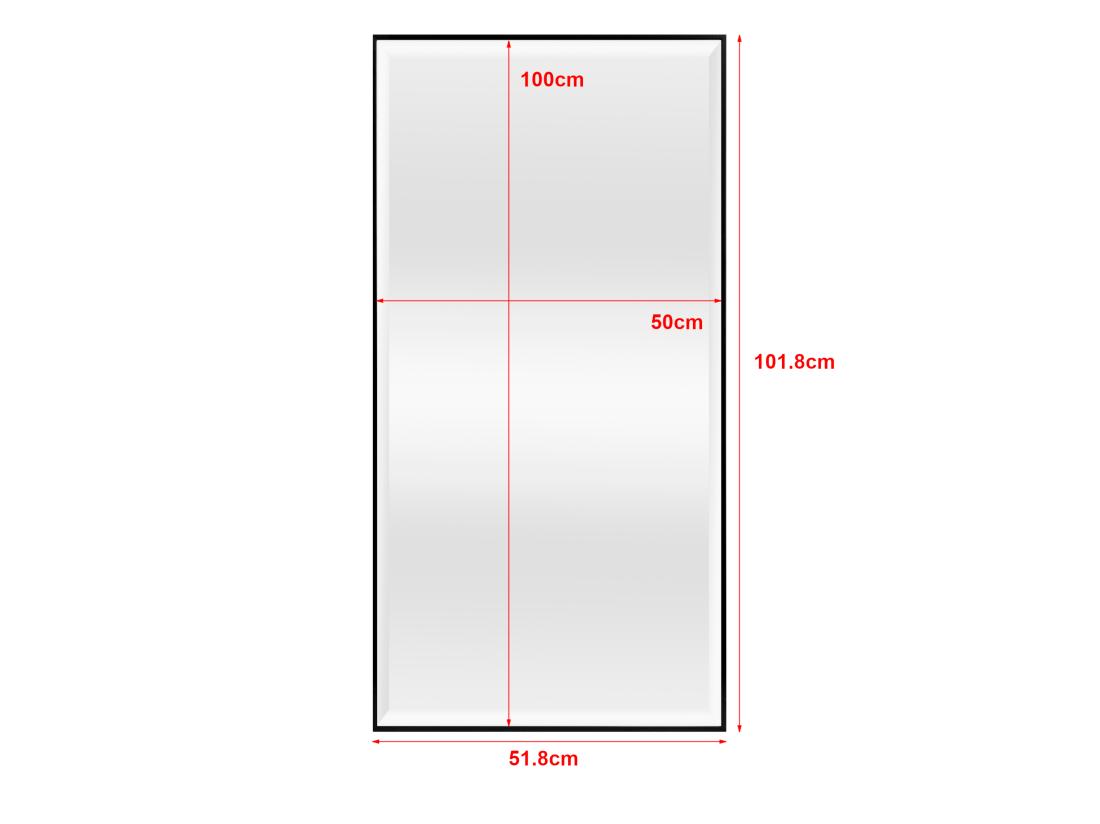 vente unique Miroir mural Novoli rectangulaire 102 x 52 cm noir [en.casa]