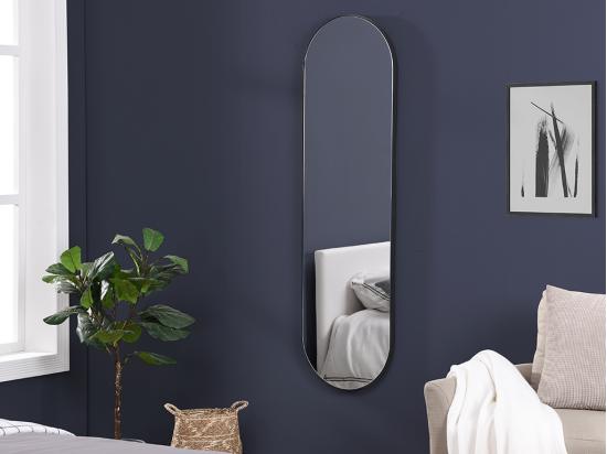 vente unique Miroir mural ovale en métal - L. 40 x H. 140 cm - Noir - ONIKAL
