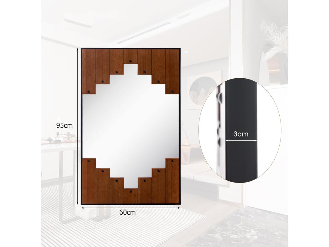 Vente Unique Miroir Mural Rustique 60 X 95 Cm Miroir Décoratif En Forme De Touches De Piano Naturel