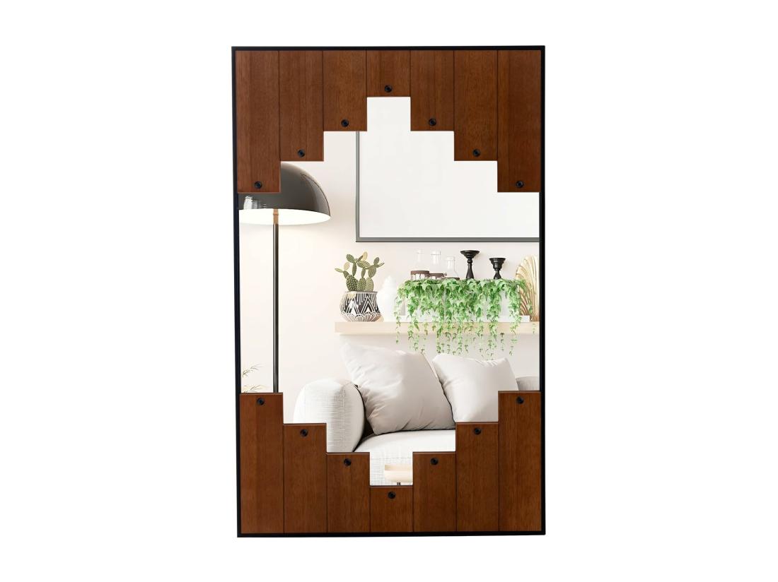 vente unique Miroir mural rustique 60 x 95 cm miroir décoratif en forme de touches de piano naturel