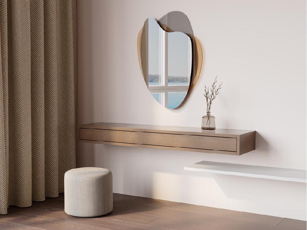 vente unique Miroir organique design - L. 55 x H. 71 cm - Marron et gris fumé - LISHIA