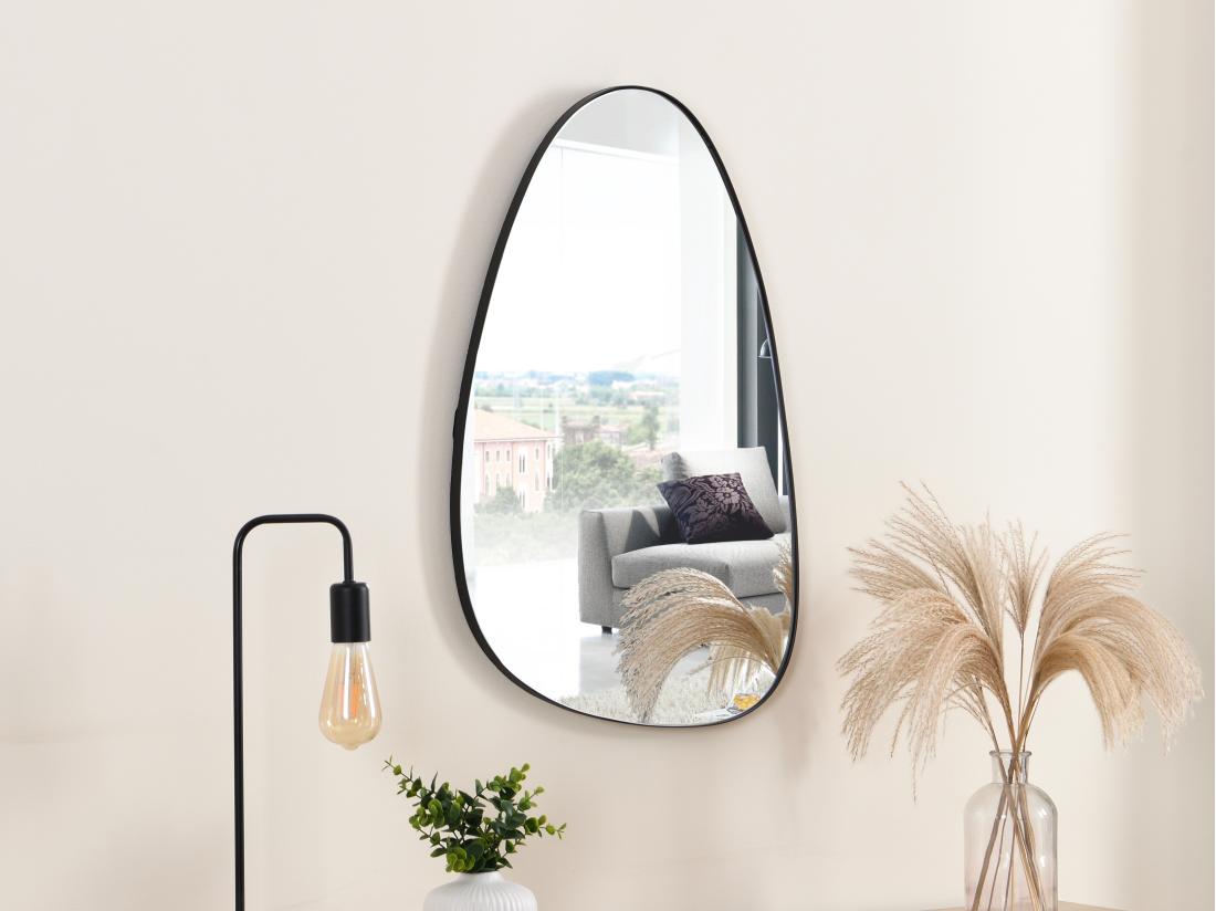 Vente Unique Miroir Organique En Métal - L. 72 X H. 35 Cm - Noir - MANAROLA