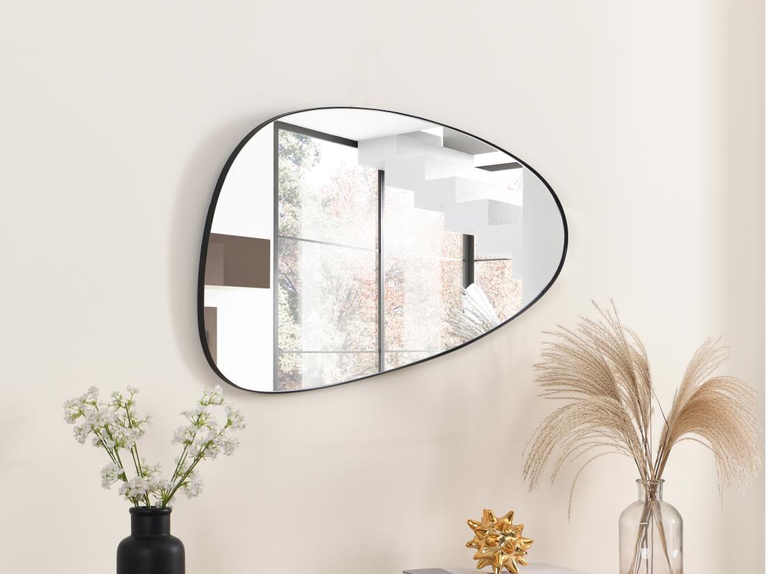 vente unique Miroir organique en métal - L. 72 x H. 35 cm - Noir - MANAROLA