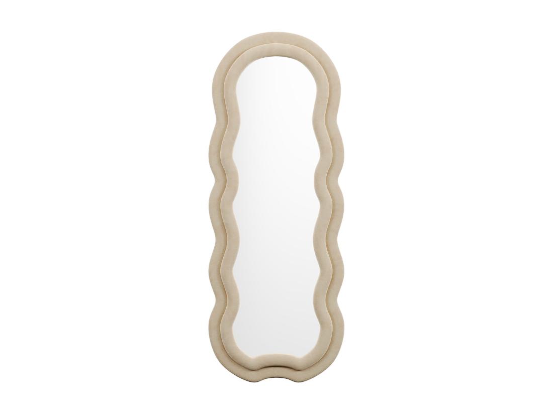 Vente Unique Miroir Organique En Velours - L. 60 X H. 160 Cm - Beige - LINOA