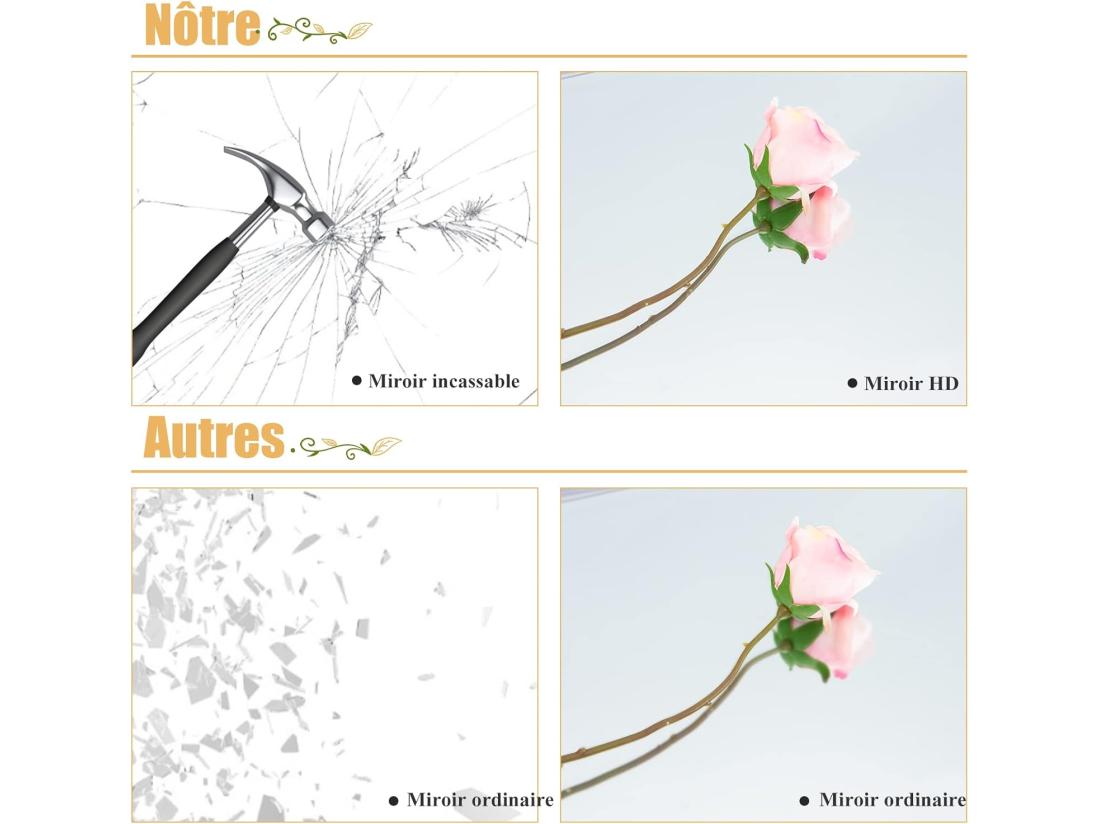 Vente Unique Miroir Pleine Longueur 120 X 33 Cm Crochets Pour Suspension Porte Ou Mural Noir