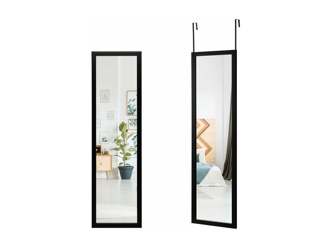 vente unique Miroir pleine longueur 120 x 33 cm crochets pour suspension porte ou mural noir
