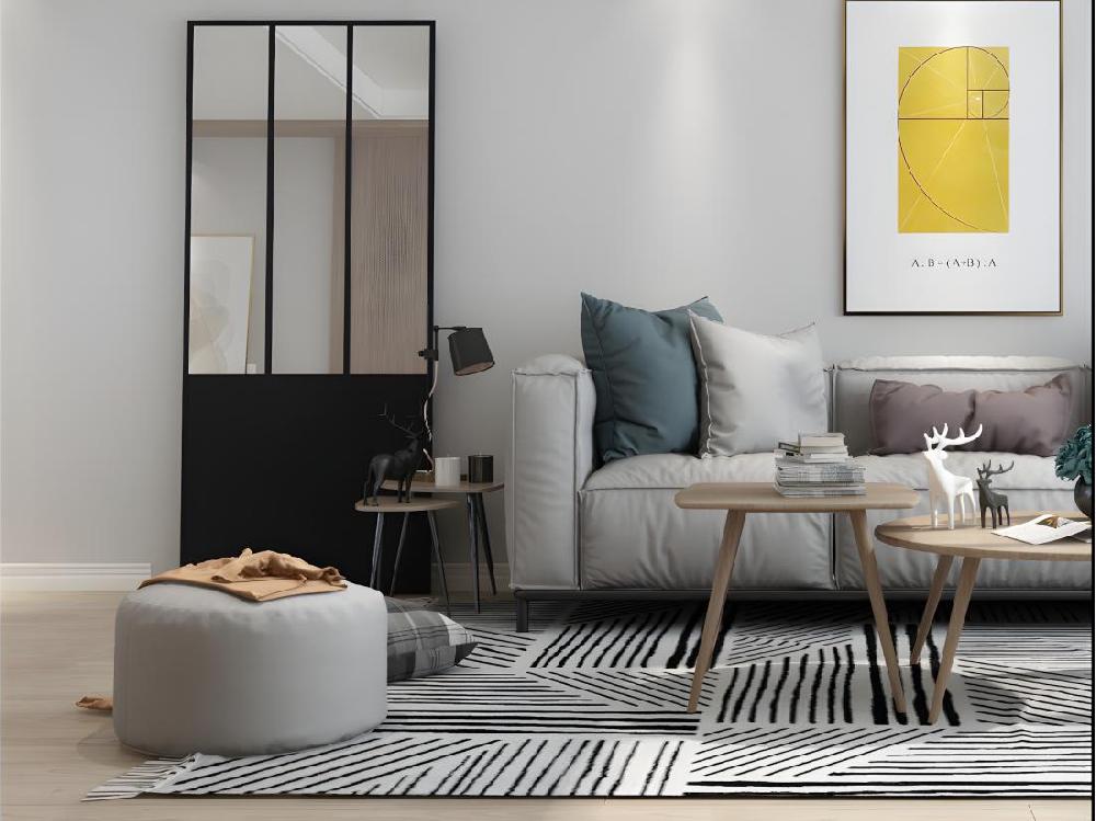 Vente Unique Miroir Porte Atelier Industriel En Métal EDIMBOURG - L. 70 X H. 180 Cm - Noir