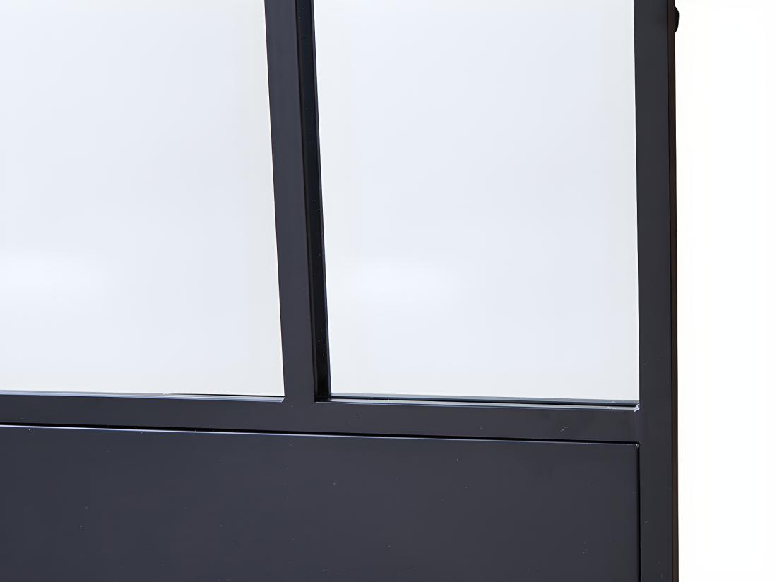 Vente Unique Miroir Porte Atelier Industriel En Métal EDIMBOURG - L. 70 X H. 180 Cm - Noir