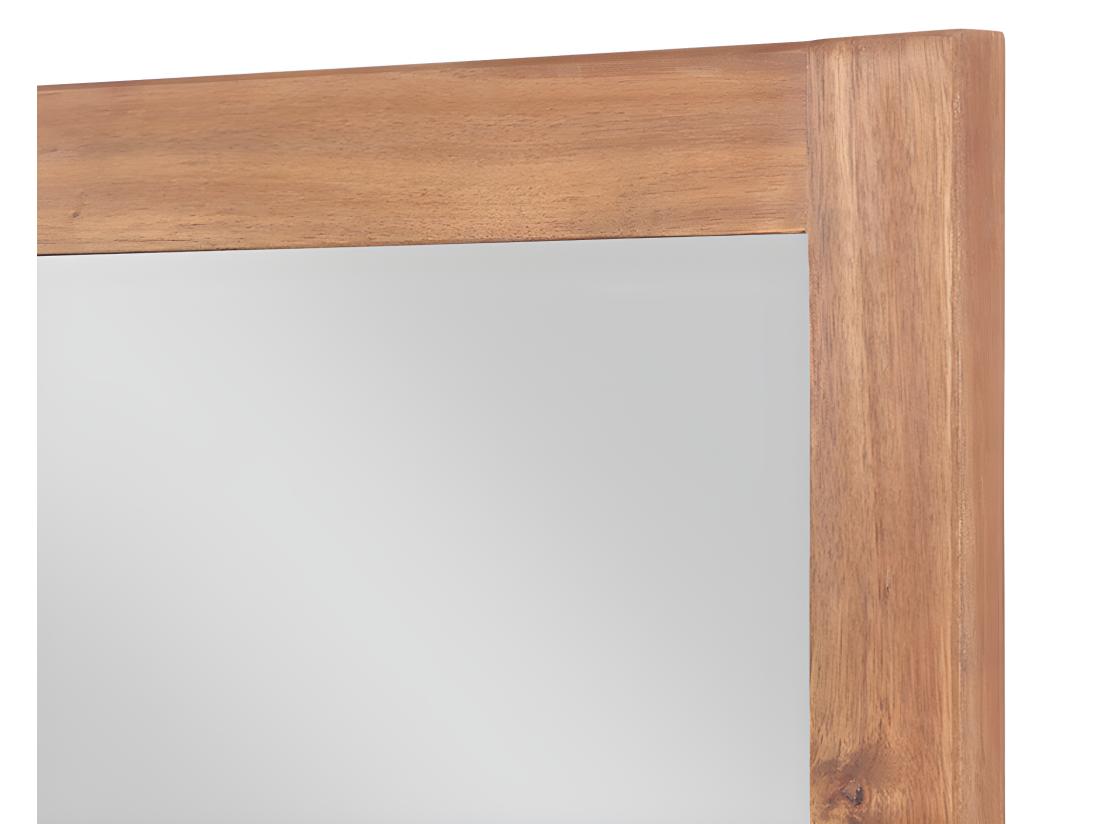 Vente Unique Miroir Rectangle Avec Contour En Bois D'acacia - 90 X 60 Cm - SEPANG