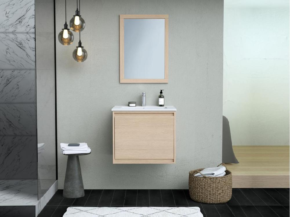 Vente Unique Miroir Rectangulaire Avec Contour Placage Chêne - L50 X H70 Cm - TIMEA