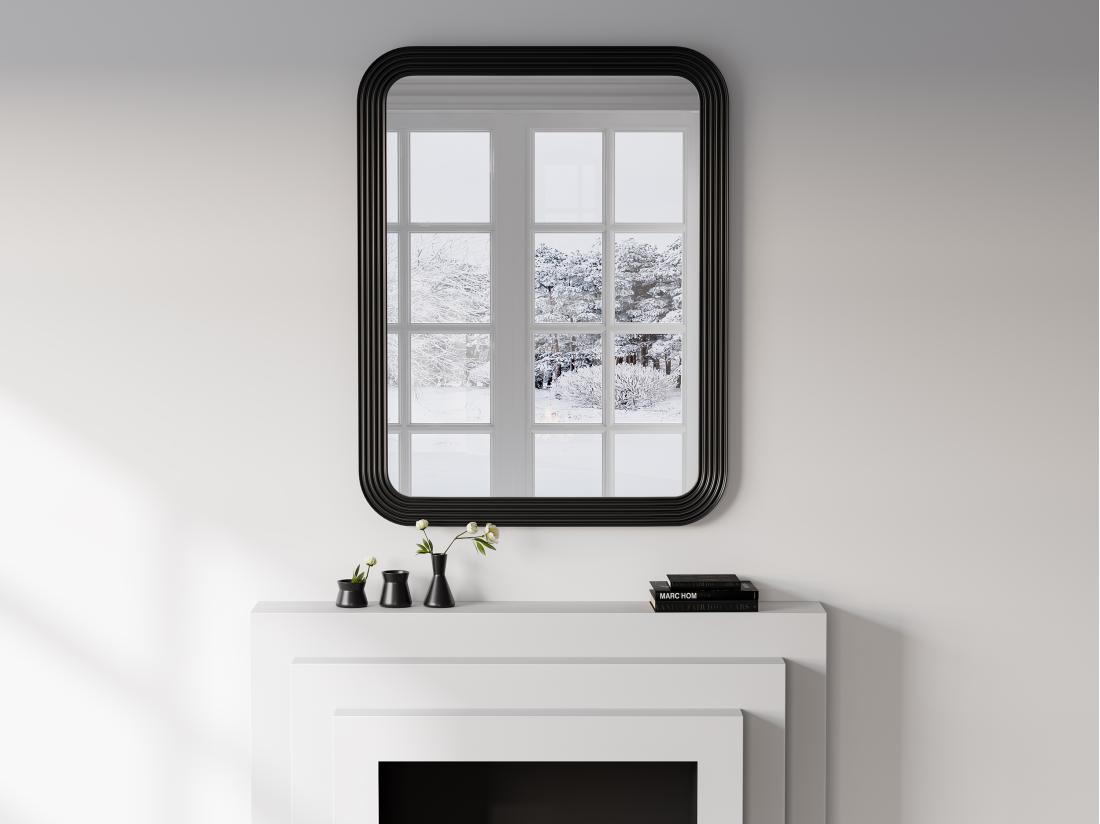 vente unique Miroir rectangulaire en bois de paulownia - L. 85 x H. 110 cm - Noir - JIMIA
