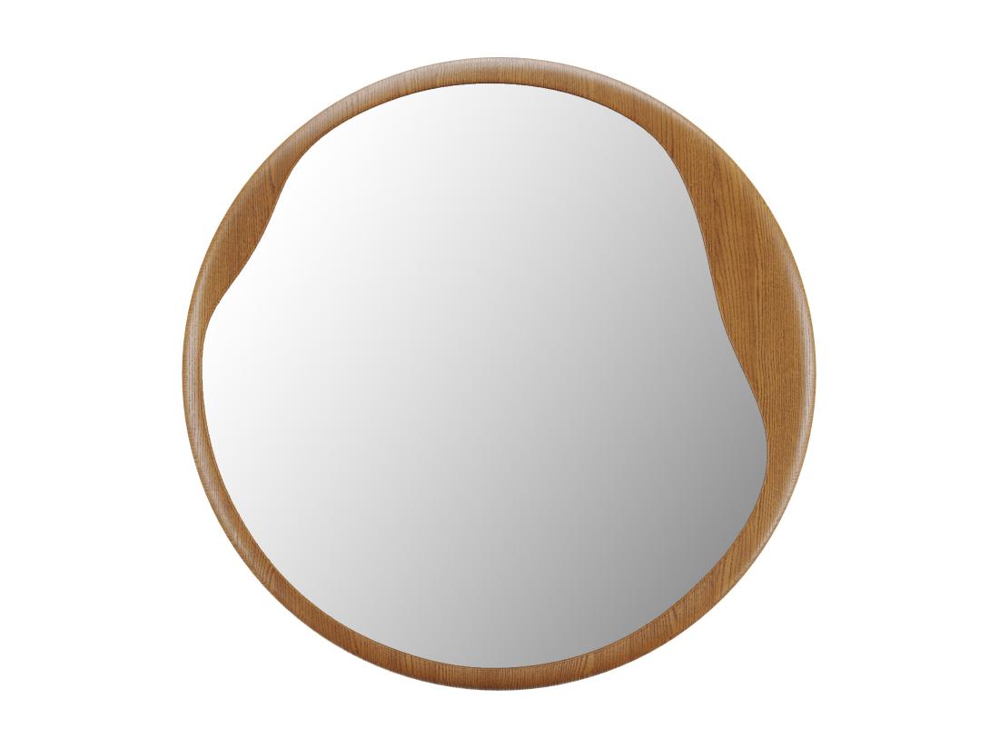 Vente Unique Miroir Rond En Bois D'hévéa - D. 60 Cm - Naturel - FUJIAN