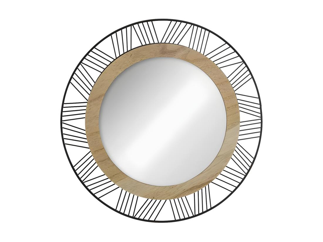 vente unique Miroir Rond en Métal & Bois "Joe" 45cm Noir