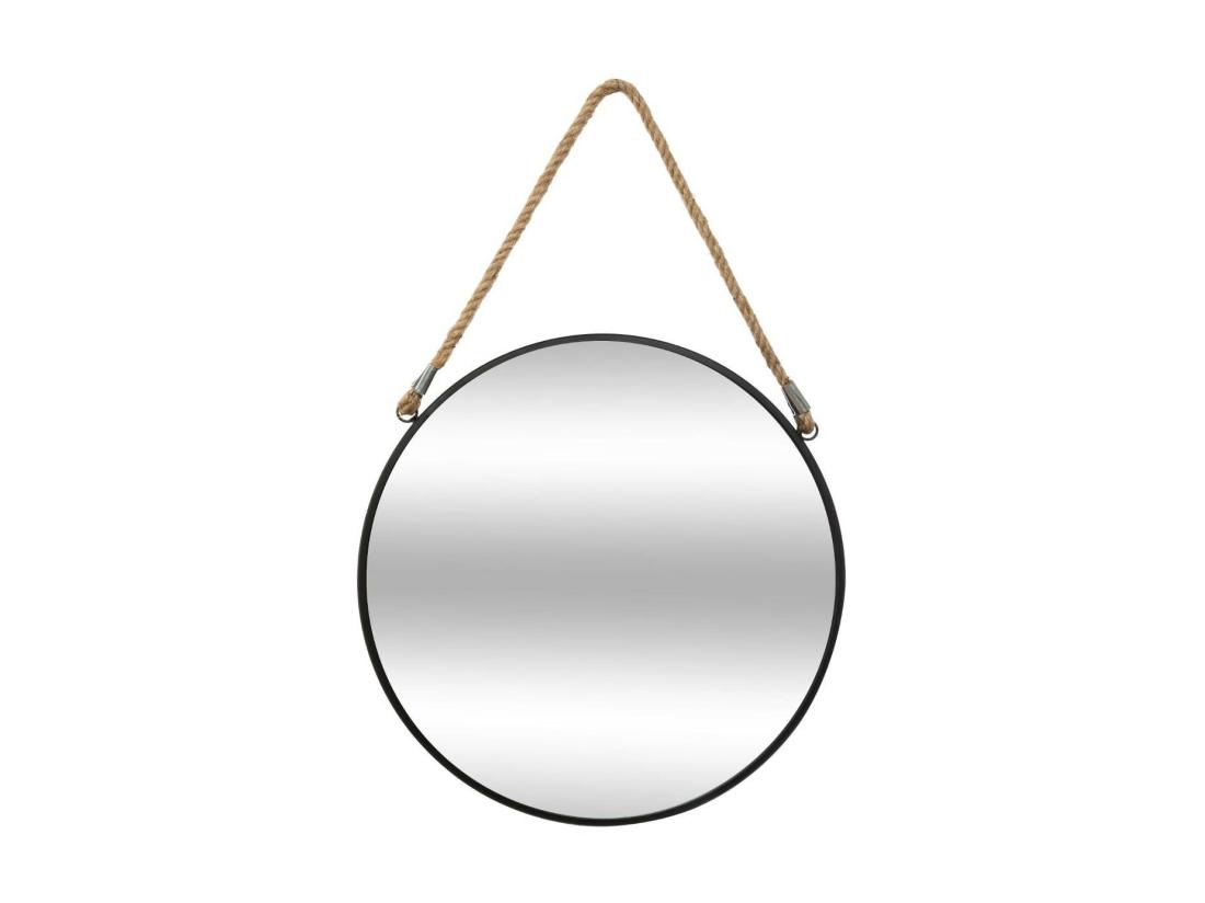 vente unique Miroir Rond en métal Noir avec corde D 55 cm
