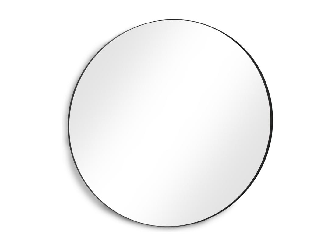 Vente Unique Miroir Rond Simple Diamètre 120 Cadre Métal Noir Structure Métal