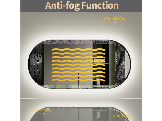 Vente Unique Miroir Salle De Bain Ovale Led 80x50cm Mirror Mural Lumineux Avec éclairage 3 Couleurs Réglables 80x50cm