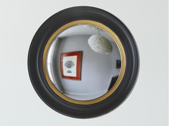Vente Unique Miroir Sorcière En Bois De Paulownia - D. 66 Cm - Noir Et Doré Effet Laiton - FRANKLIN