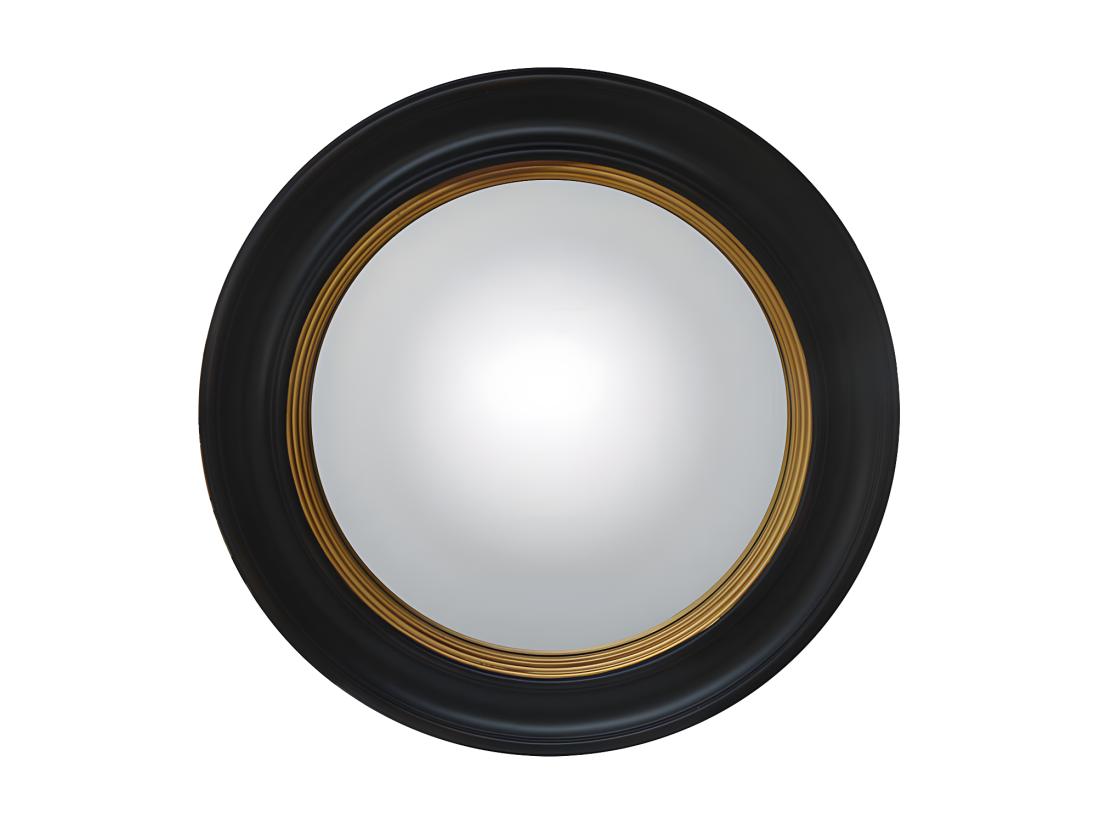 vente unique Miroir sorcière en bois de paulownia - D. 66 cm - Noir et doré effet laiton - FRANKLIN